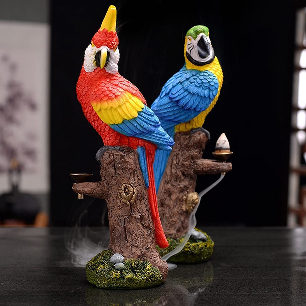 Kadzielnica do Dekoracji Salonu Parrot Kadzidło Z Przepływem Zwrotnym Ręcznie Robiony Wodospad Kadzidło Do Wystroju Domowego Biura Wystrój świątyni Domu(Rot)