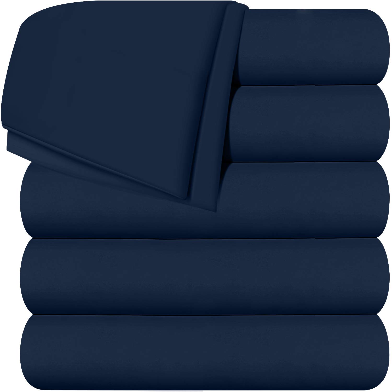 Utopia Bedding Flat Sheets - Pack of 6 - Soft Brushed Microfiber Fabric - Shrinkage & Fade Resistant Top Sheets - Easy Care (Twin, Navy)