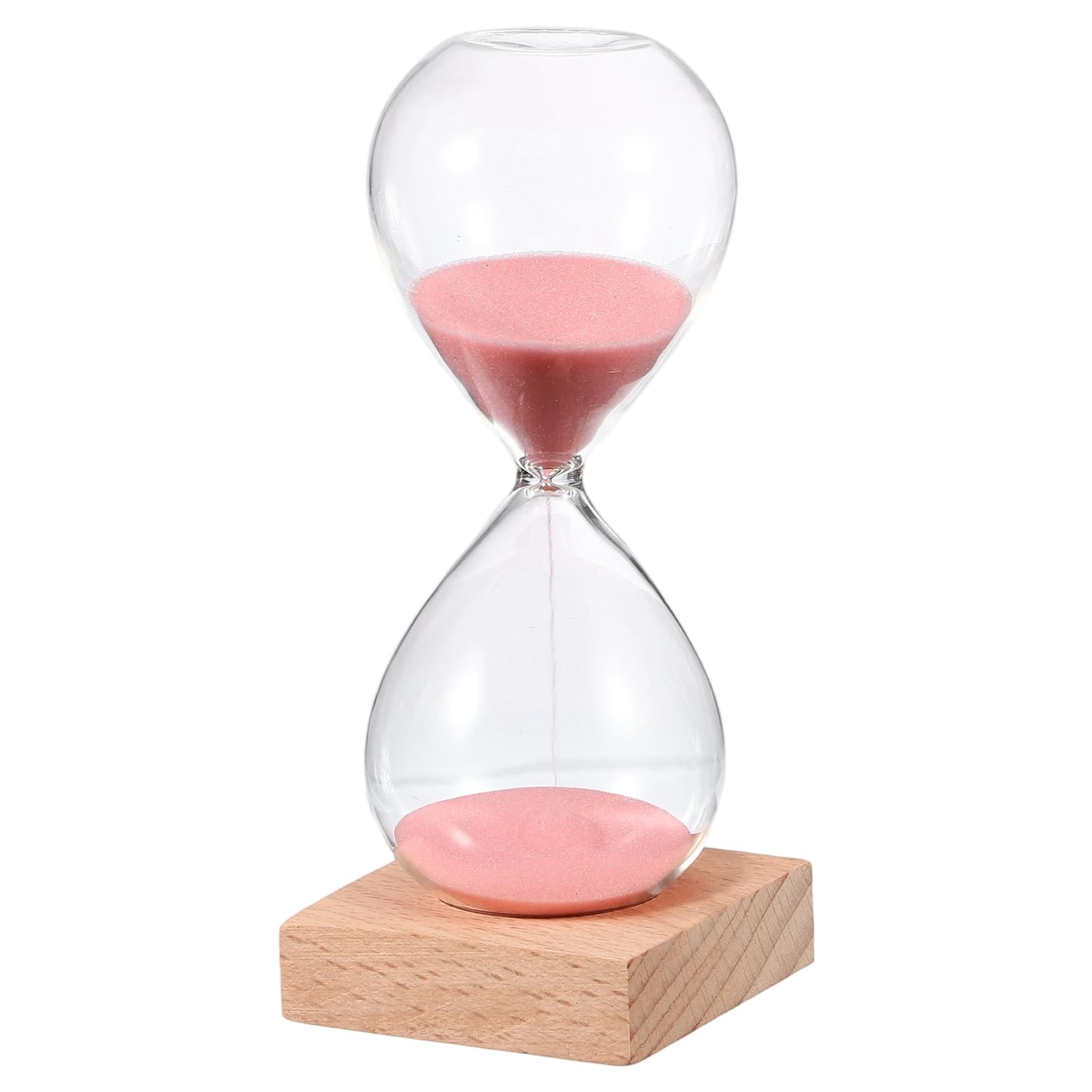 PATIKIL 10 Minutes Sand Timer, Sand Watch with Wood Base Hour Glass Sandglass Timer Clock for Living Room Home Office Restaurant Decoration, Pink