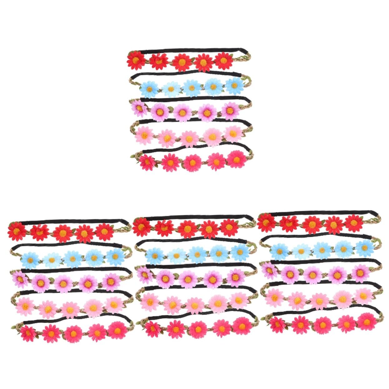 VICASKY 20 Pezzi Fasce con Fiori Girasole Colorati Cerchietti Elastici per Sposa e Feste Accessori Fotografici Eleganti per Matrimonio e Festival