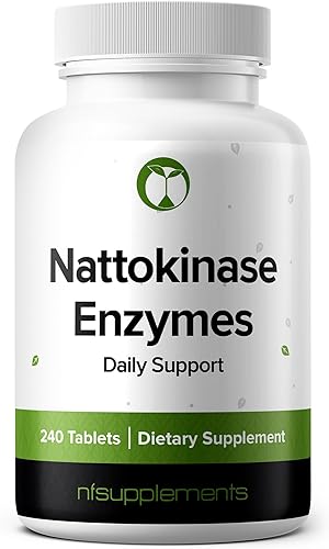 Suplemento de enzimas nattoquinasa, 240 tabletas de enzima natural 1000FU 100 mg sin gluten, sin OMG, vegano (240, nattoquinasa)