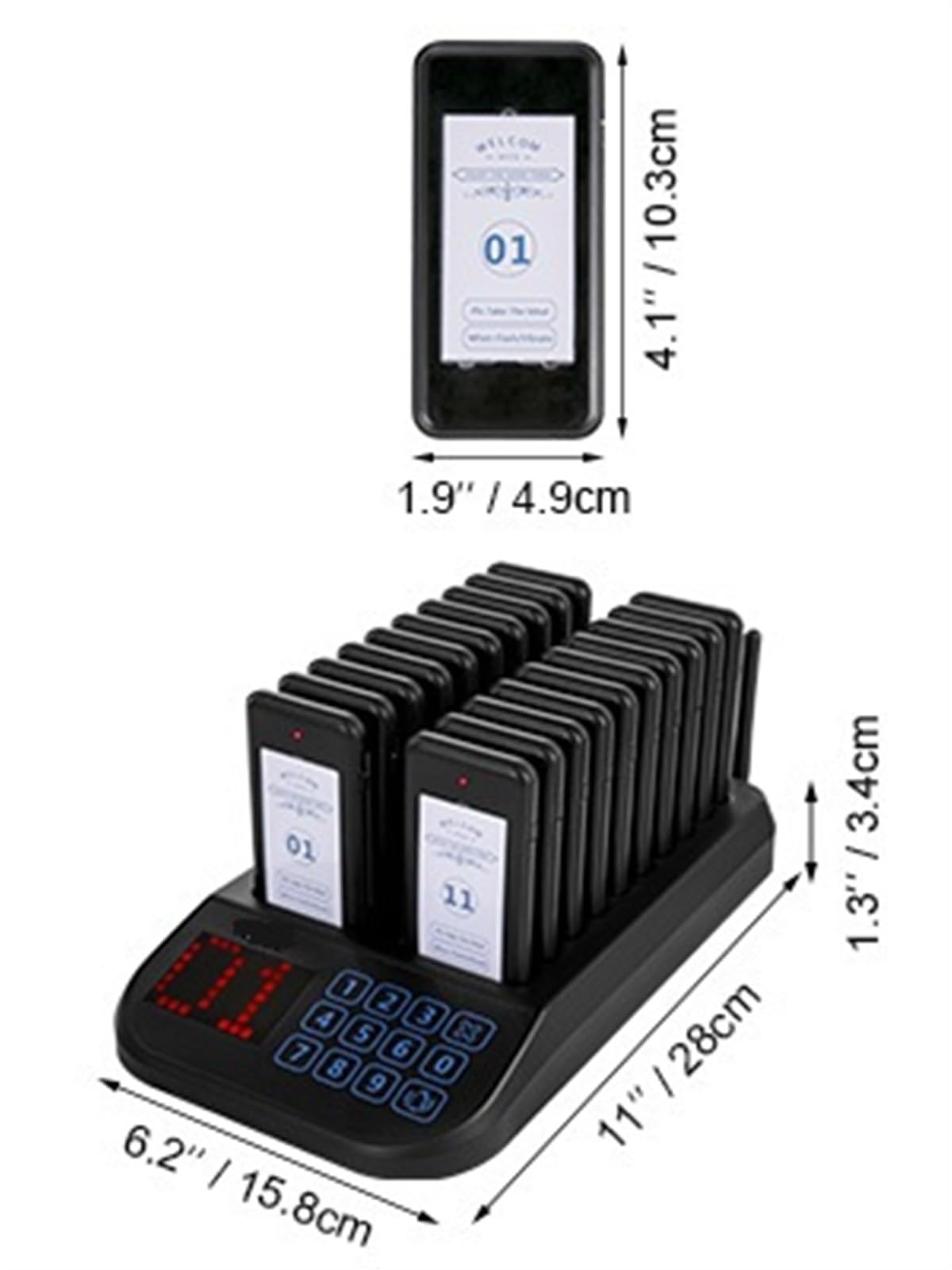 Cercapersone for ristoranti di chiamata for cercapersone Ricevitore for 20 sottobicchieri Ristoranti Chiesa Infermiera Clinica coda wireless,Elevata Stabilità