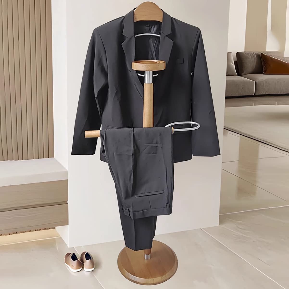 Amazon Suit Valet Stand QuellQuest Portable Garment Rack, Wood