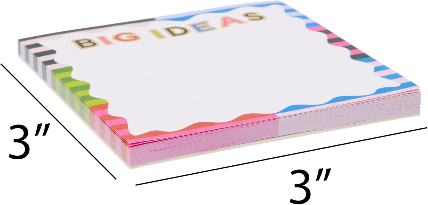 C.R. Gibson CM32-25648 Signature N Squared Big Ideas Mini Notepad with 50 Sheets, 3" x 3", Multicolor