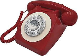 Benross 44510 Classic Retro Telephone/Vintage Style Corded Phone/Classic Ringer Sound/Push Button Dialling/Redial Function/Easy Setup/Red