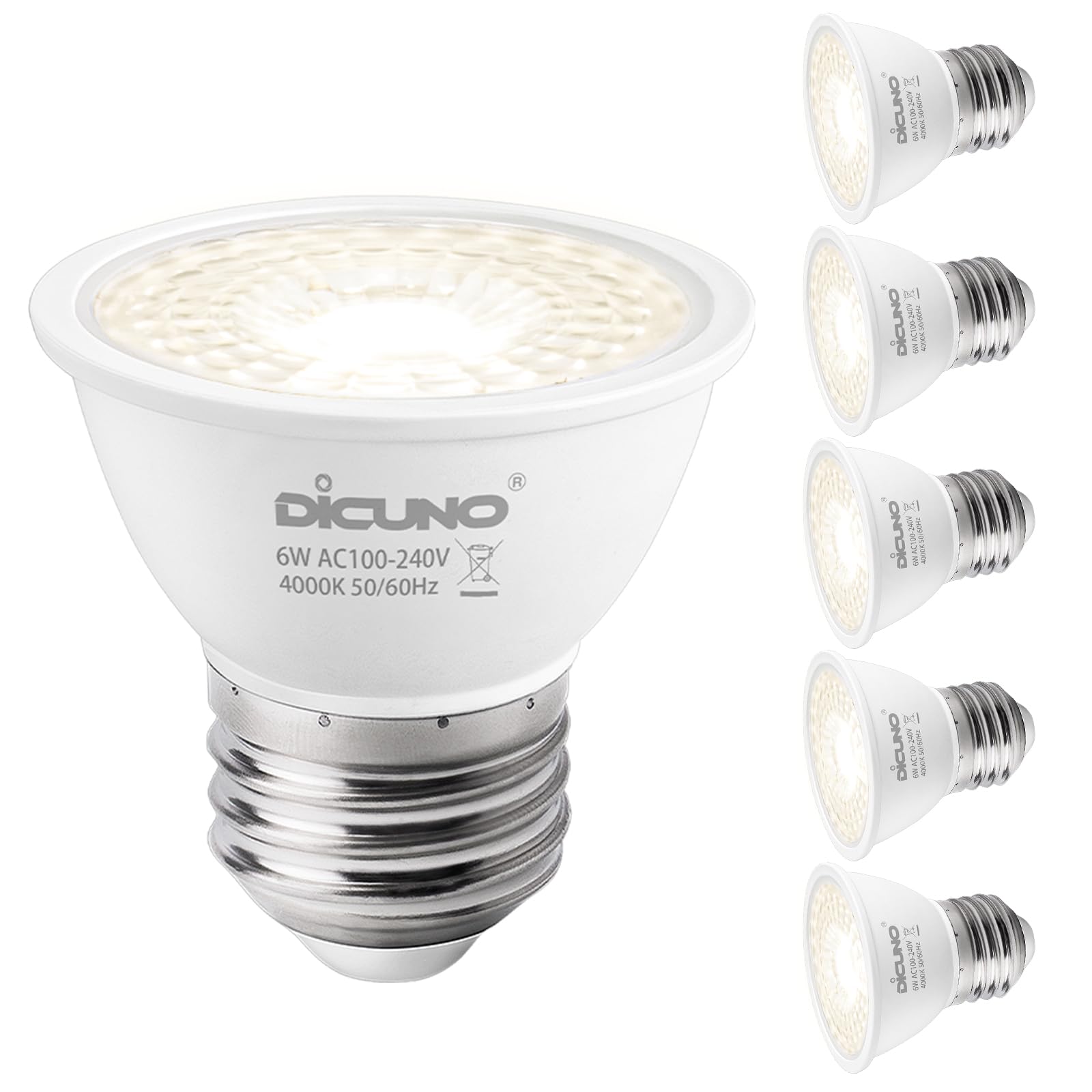 DiCUNO LED電球 6W 4000K Amazon | DiCUNO LED電球 E26口金 LED スポットライト 白色 6W 60W