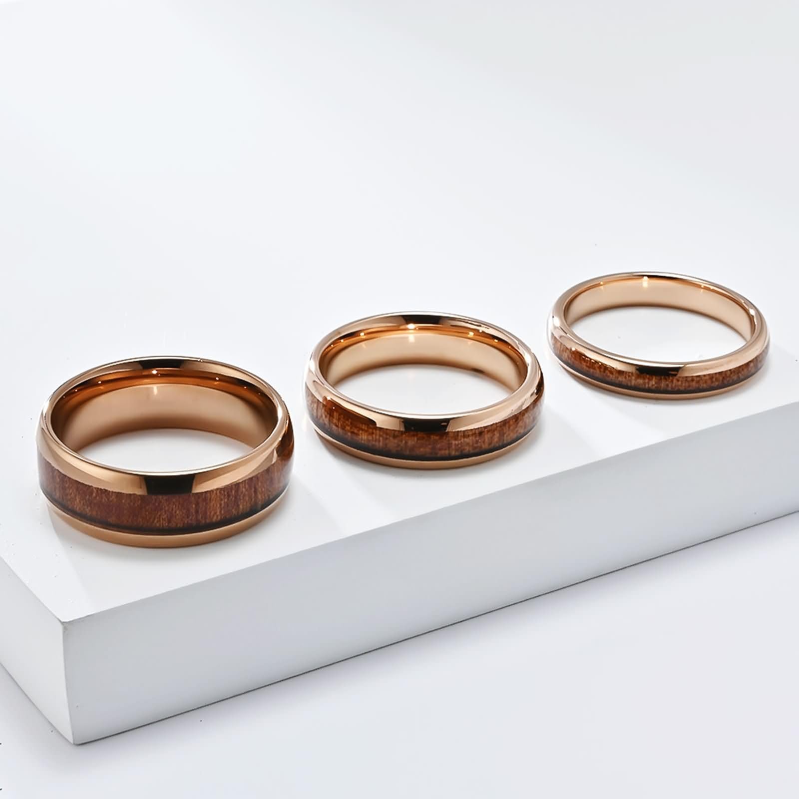 Anillo Grabado Personalizado de Tungsteno Pareja, 4MM/6MM/8MM con Grano de Madera Anillos de Boda Plata para Hombre