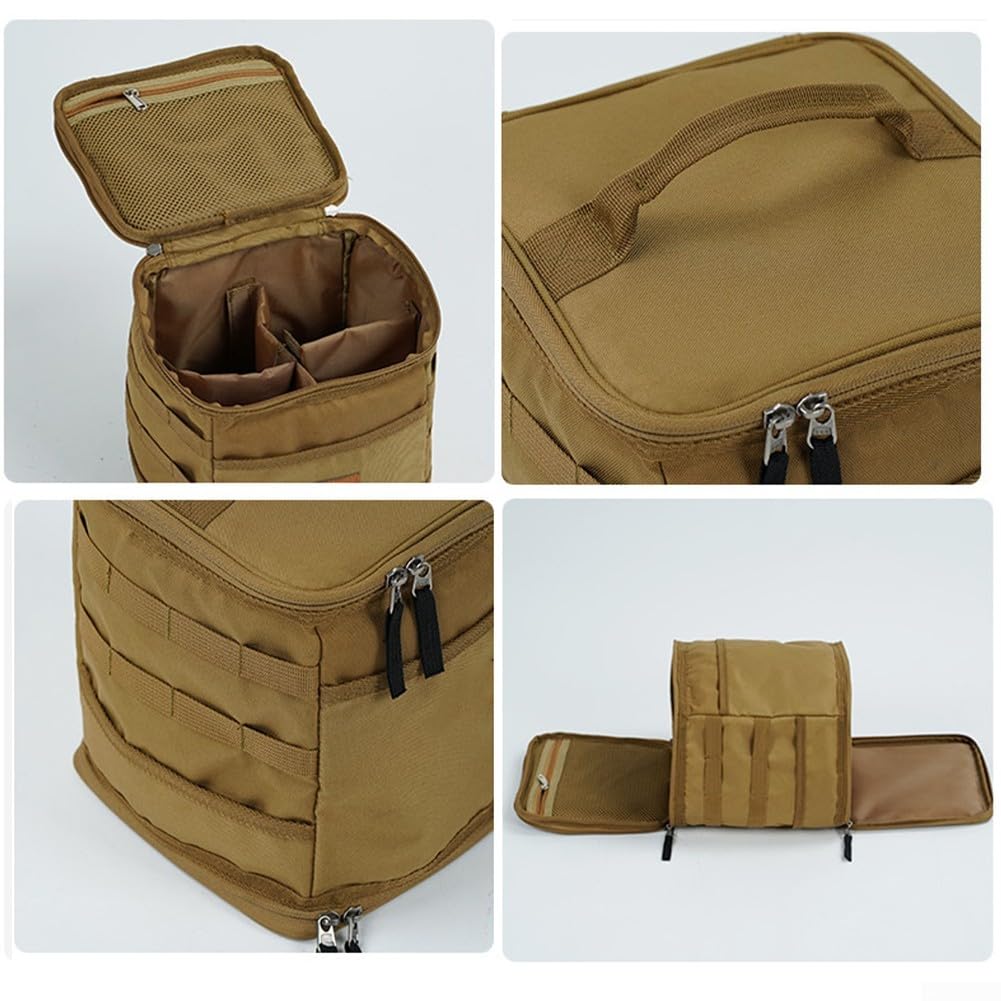 Camping-Tasche, Oxford-Stoff, Camping-Aufbewahrungstasche, große Kapazität, Outdoor-Lampe, Gasherd, Kanister, Topf-Tragetasche (Khaki), RKVWVKF1S71AQZ3NGIK09V5YX6CV