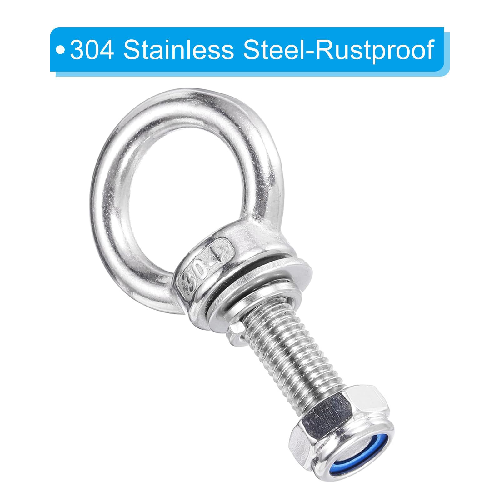 TA-VIGOR 2Pcs M12 x 50mm Lifting Long Eye Bolt, 304 Stainless Steel Wall Expansion Anchor Bolts - Image 4