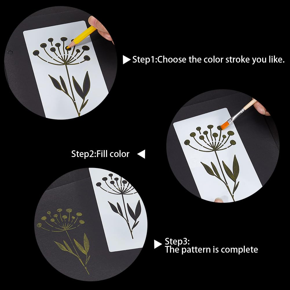 GORGECRAFT Stencil Per Foresta Scavata Da 30x30cm Grande Riutilizzabile Per Disegno Di Piante Di Alberi Di Montagna Modelli Quadrati In Plastica Per Dipingere Su Pavimenti In Legno Mobili Borse