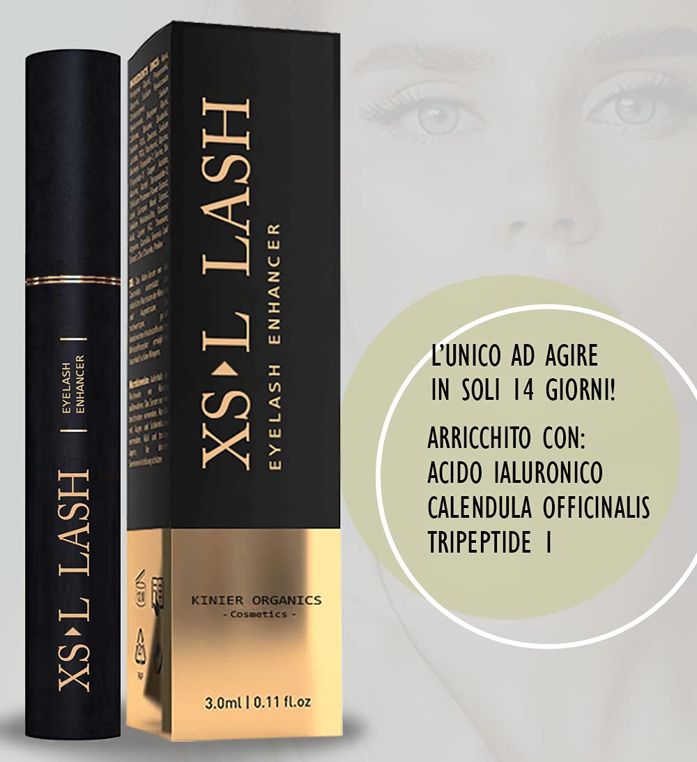 Siero Ciglia Allungante 4ml (4 mesi) - Infoltisce e Allunga Ciglia & Sopracciglia Lunghissime - Xsl Lash Efficace Ultra Rapido