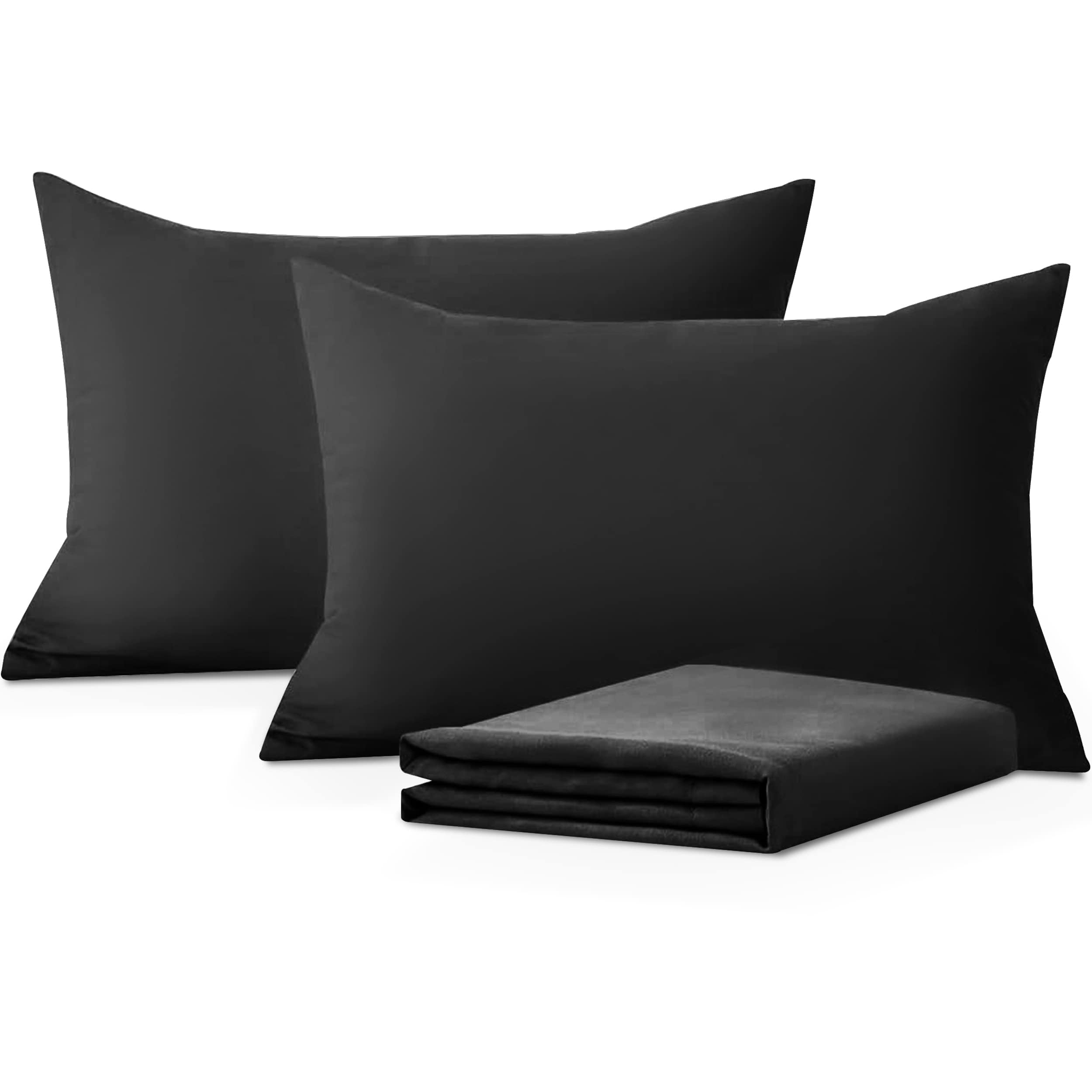 Moonlight Bedding Pillow Cases 4 Pack –Black Pillowcases Envelope Closure Super Soft Brushed Microfiber Standard House Wife Pillow Covers, (50 X 75 CM)