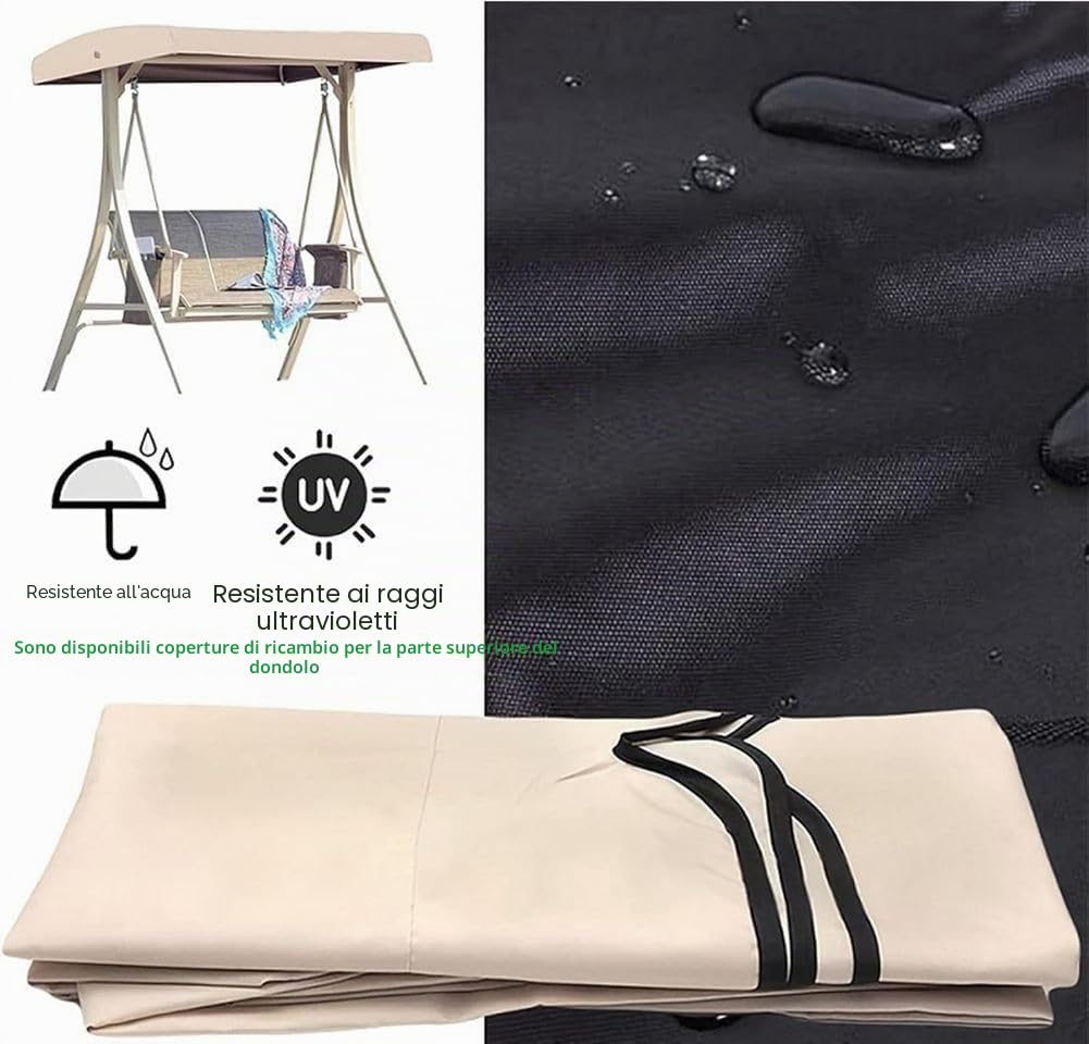 Tetto di Ricambio per Dondolo, Copertura per Dondolo da Giardino 190 x 120cm, a 3 posti Tettino Parasole Universale Impermeabile Tetto del Dondolo da Giardino Telo per Altalena,Grigio