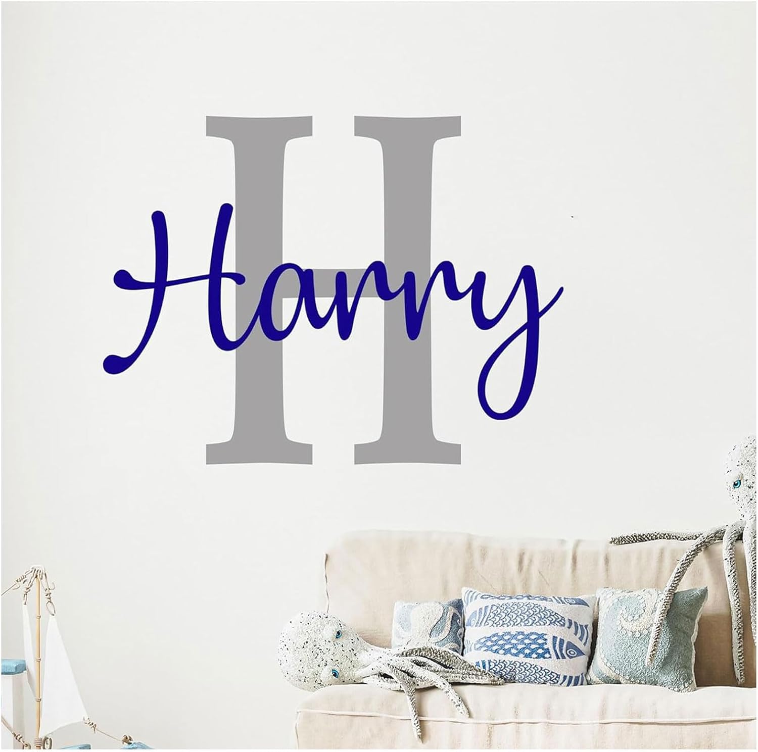 Boy Name wall Stickers, Custom Name Initial wall Sticker Vinyl Decal ...