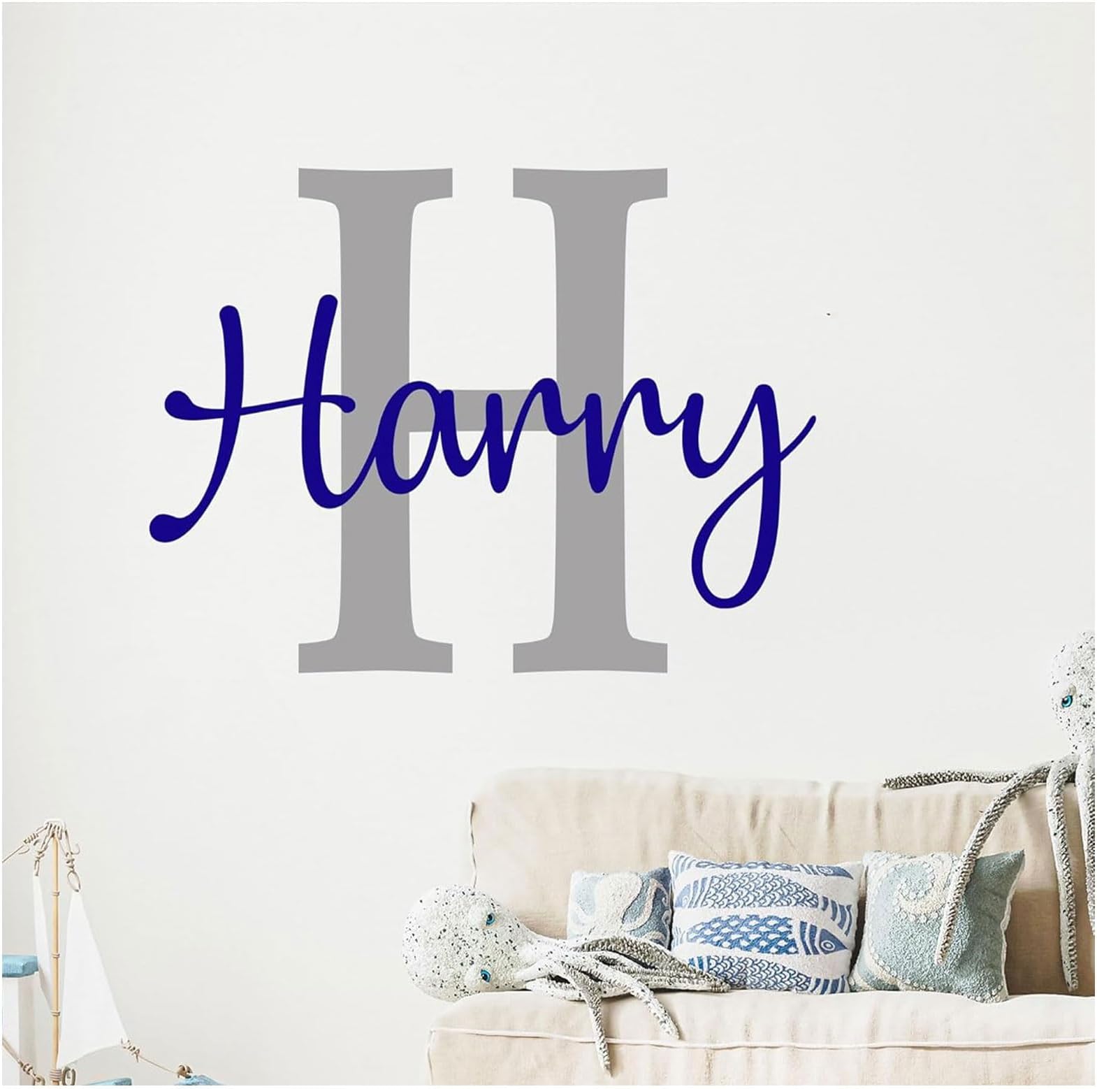 Boy Name wall Stickers, Custom Name Initial wall Sticker Vinyl Decal Personalised boy Baby Nursery Decor, Wall Sticker for Boys, Nursery Name Stickers