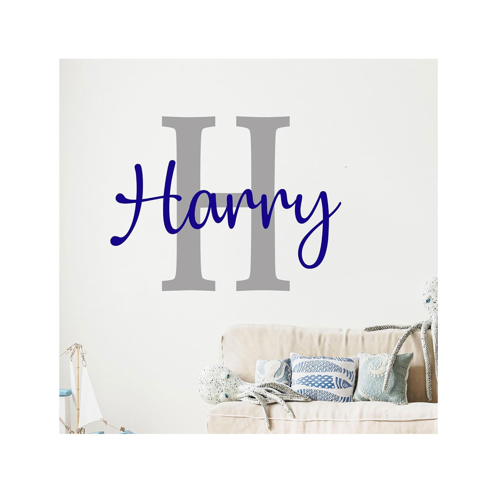 Boy Name Wall Stickers, Custom Name Initial Wall Sticker Vinyl Decal Personalised boy Baby Nursery Decor, Wall Sticker for Boys, Nursery Name Stickers