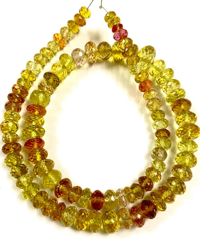 Perles saphir jaune naturel facettées haut de gamme pour colliers de luxe