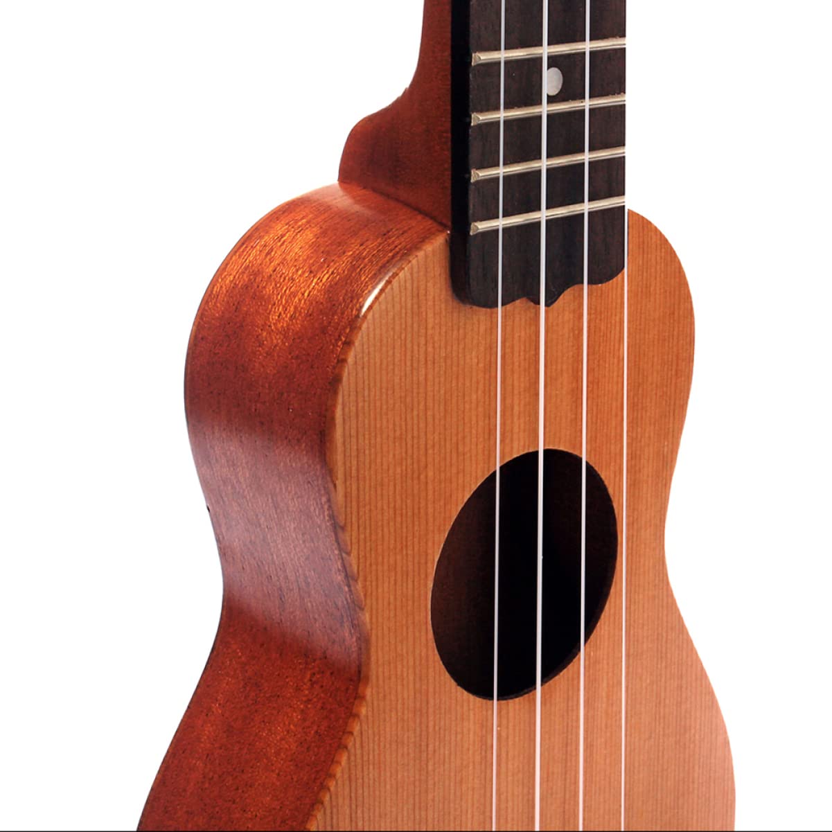 Alasum Kleiner Taschen Ukulele mit 4 und Schallloch Traditionelle Form für Anfänger und Reise Fichte Sapele Griffbrett für Vollen Klang