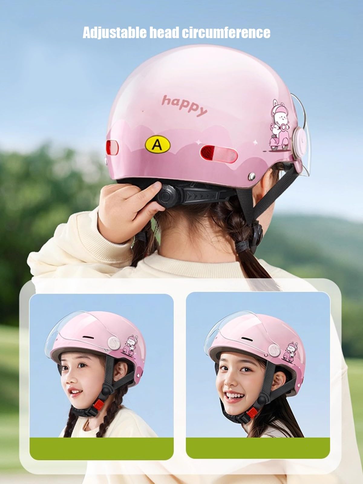 Casque De Moto Ouvert pour Enfants, Demi-Casque Ouvert avec Pare-Soleil, pour Garçons Et Filles, pour Cyclomoteur, Scooter De Rue 5 À 12 Ans Homologué ECE A,48-54CM