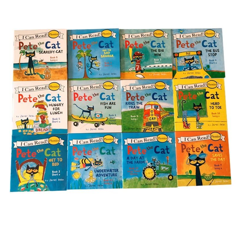 12 Books/Set I Can Read PETEs THEs CATs English Picture Books Children Story Book Early Educaction Pocket Reading Book