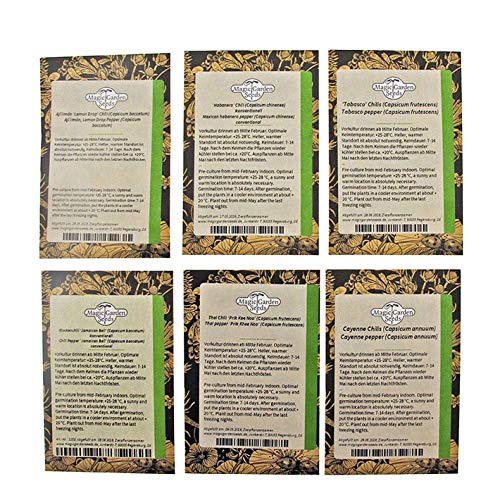 Beroemde chilipeper - zaad-cadeau set met 6 traditionele scherpe soorten - Afbeelding 4