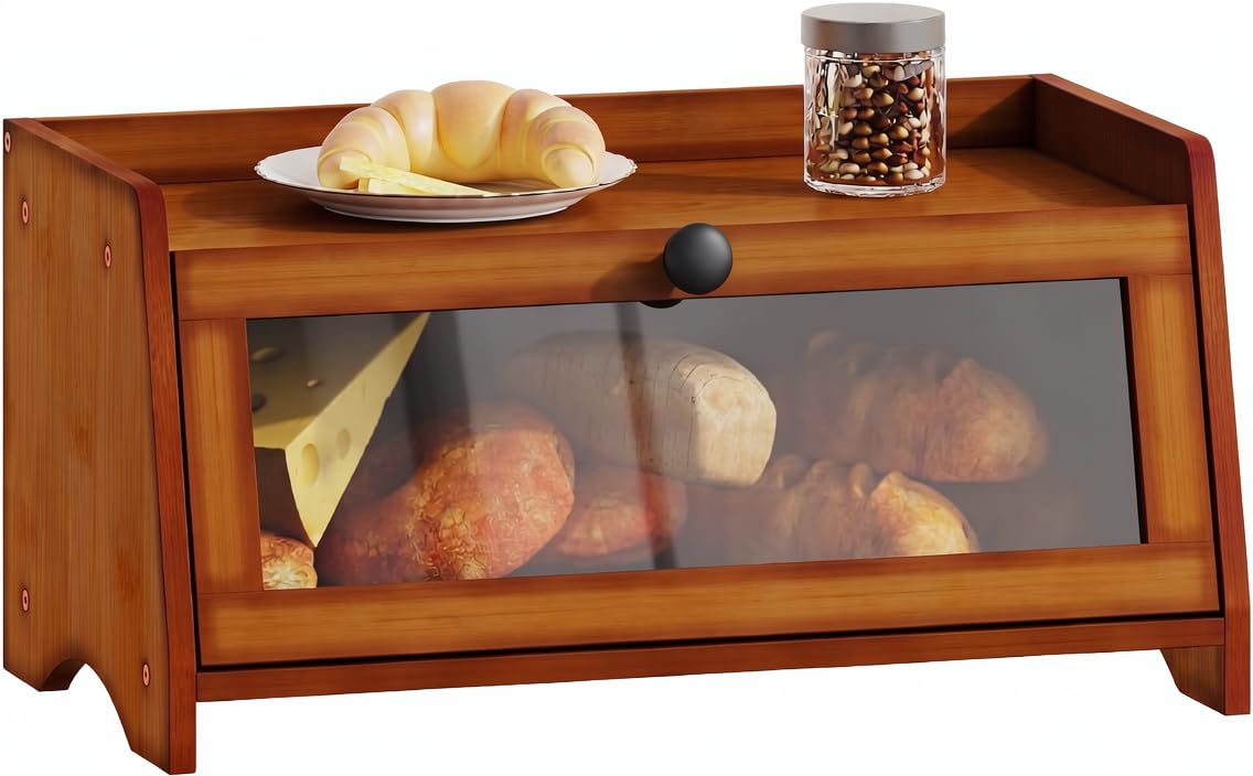 BAMBANG Brotkasten Bambus Braun,Brotaufbewahrung Frischhalten Brotbehälter Brotschrank Bread Box Holz,Brotaufbewahrungsbox Brotkorb Brotkästen Brotbox Modern Brot Aufbewahrung