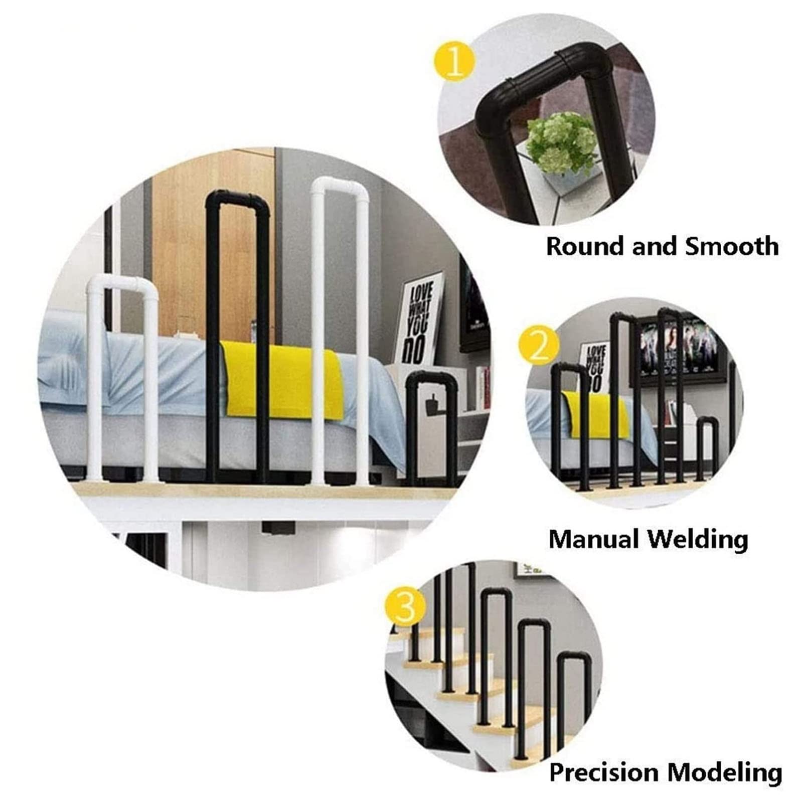 Main Courante D'escalier En Métal En Forme De U, Rampe D'escalier Antidérapante En Fer Forgé, Garde-corps Antidérapant à Montage Latéral, Garde-corps De Terrasse Pour Intérieur Et Extérieur (taille