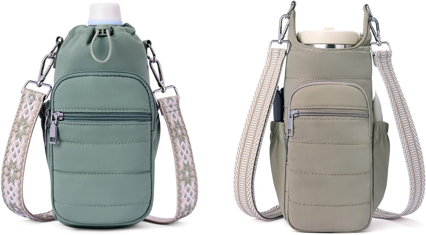 Water Bottle Bag 40 oz Crossbody Bag Insulated Carrier Purse Holder for Walking Hiking with Adjustable Strap