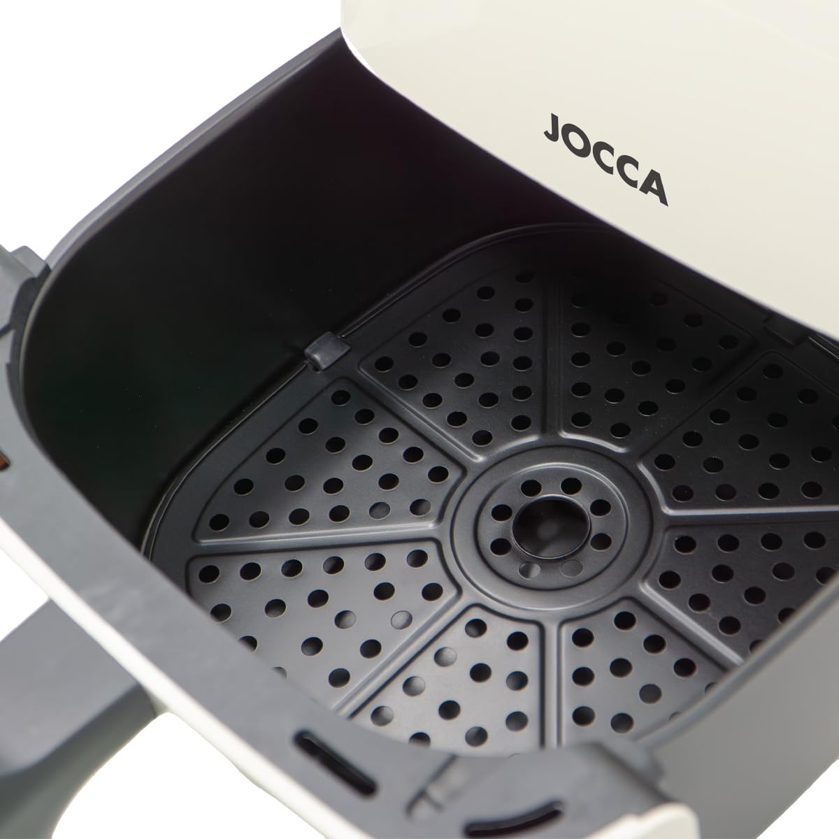 Jocca Digitale luchtfriteuse, 5 l, lijn Nature 1450 W, led-touchscreen, 12 automatische programma's, gezond koken zonder olie, modern design met houten details, wit