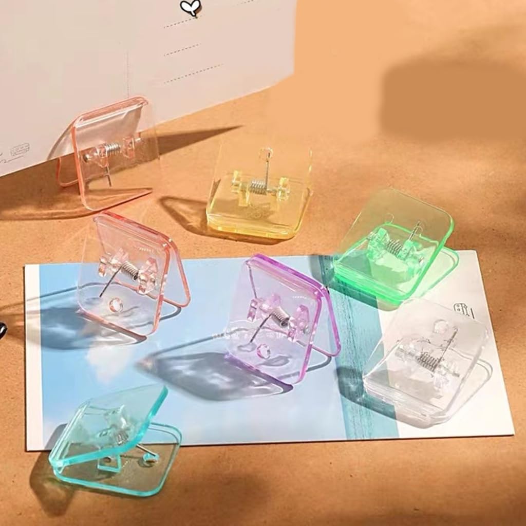 Lot de 100 pinces à papier transparentes carrées colorées pour la maison et le bureau