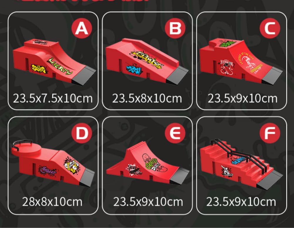 Fingerboard Skate Park Kit,Skateboard Finger Toys with 13 Pieces of Skateboards, Ramps, Skates, Scooters - Image 3