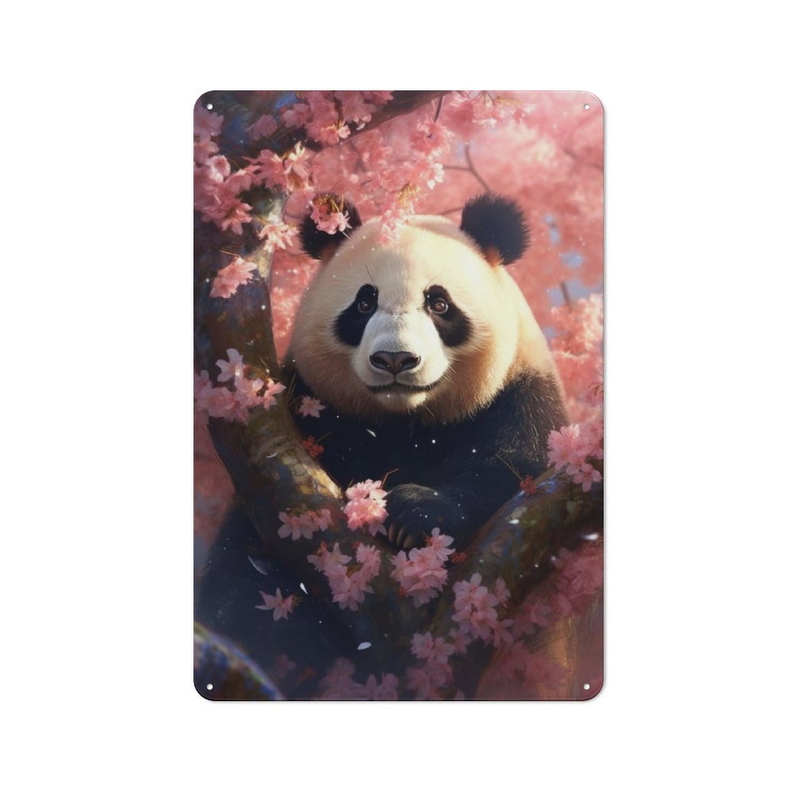 Panda Cherrytree Vintage Metal Sign 30x20cm, Bistro Style Bistro Wall Plaque for Cafe, Bistro, Bakery Or Restaurant