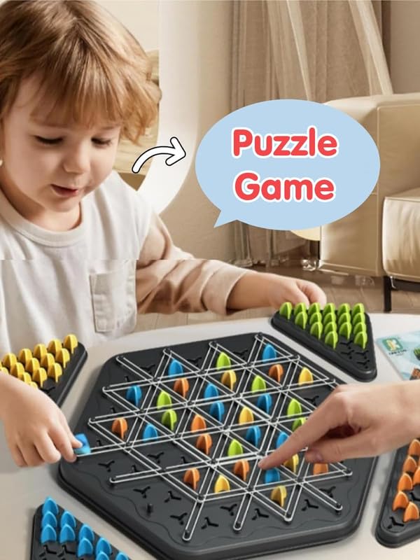 YODIFY Triangle Chess Chain Game for Kids & Adults | Triggle Rubber Band Strategy Board Game | Fun Family Brain Teaser Puzzle | Interactive Logic Game for 2β4 Players 3