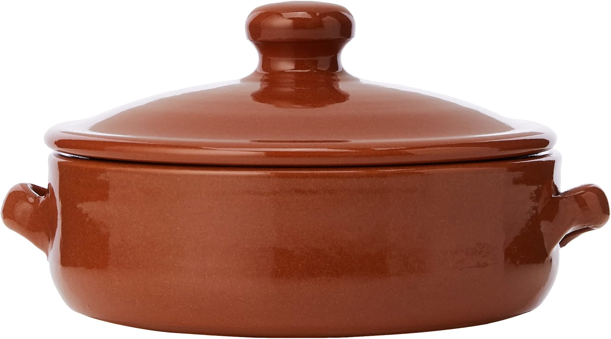 Natural Terracotta Deep Dish with Lid 15cm, Brown