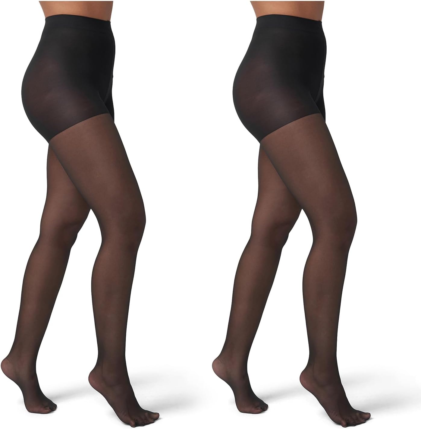 HUE Women's 2 Pack Sheer Tights Assorted Womens Tights Including Control Top, Fishnet, Lace, Toeless Pantyhose