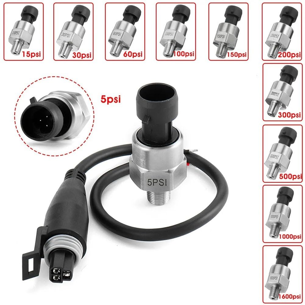 Trasduttore di pressione 5PSI-1000PSI Trasduttore di pressione del carburante Mittente 1/8 "NPT in acciaio Manometro trasduttore per olio, carburante, aria (1000 psi)