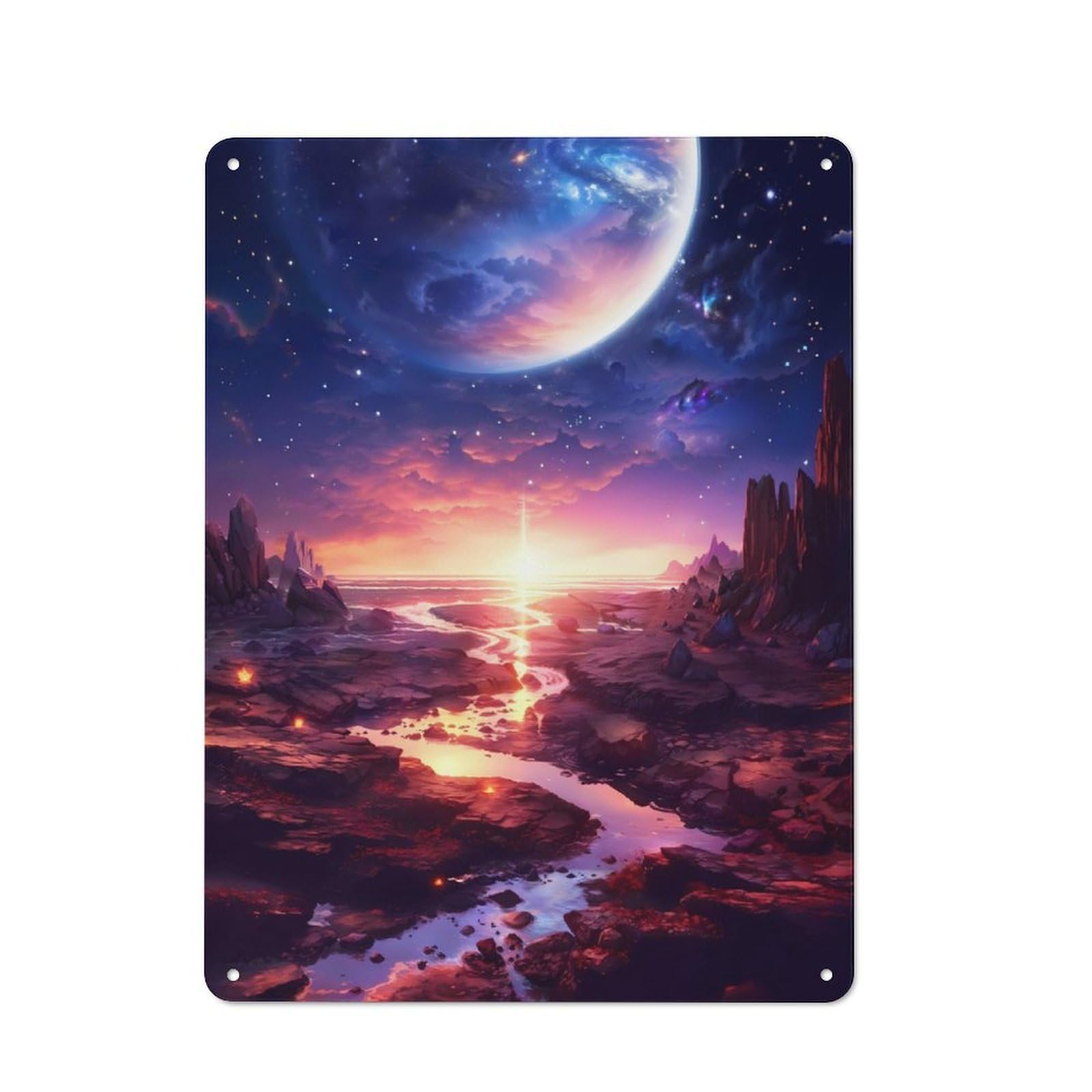 Junmoney Celestial Wilderness Rustic Metal Sign 40X30cm Featuring For Hallway Wall, For Collectors Decorating Hallways And Entrance Areas