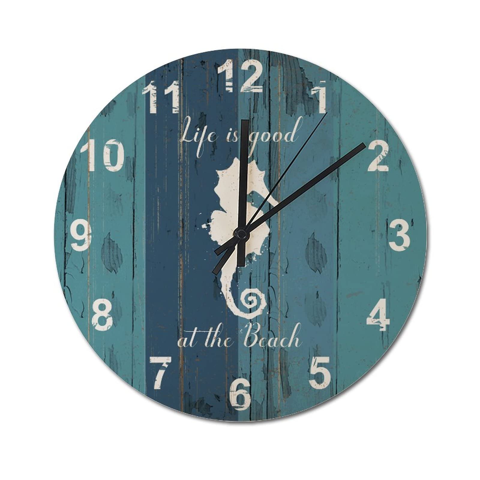 Horloge murale de salle de bain rétro étanche effet bois quartz