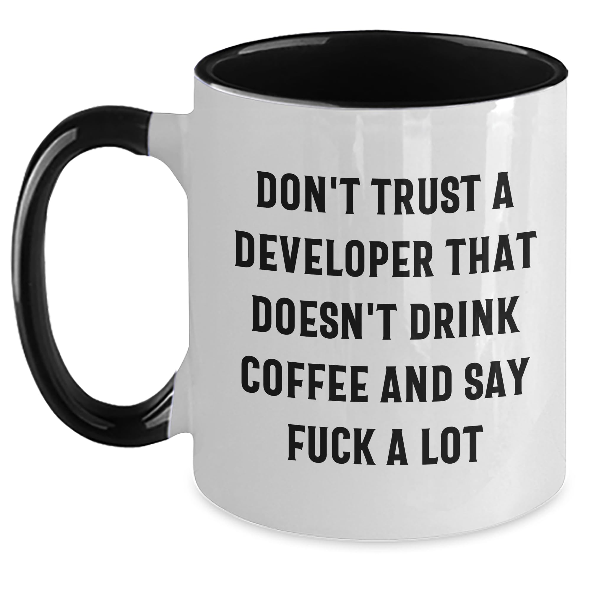 Developer Gifts: Don't Trust a Developer That Doesn't Drink Coffee Funny Mugs for Him, Christmas Memorable Presents for Code Lovers from Friends to Family