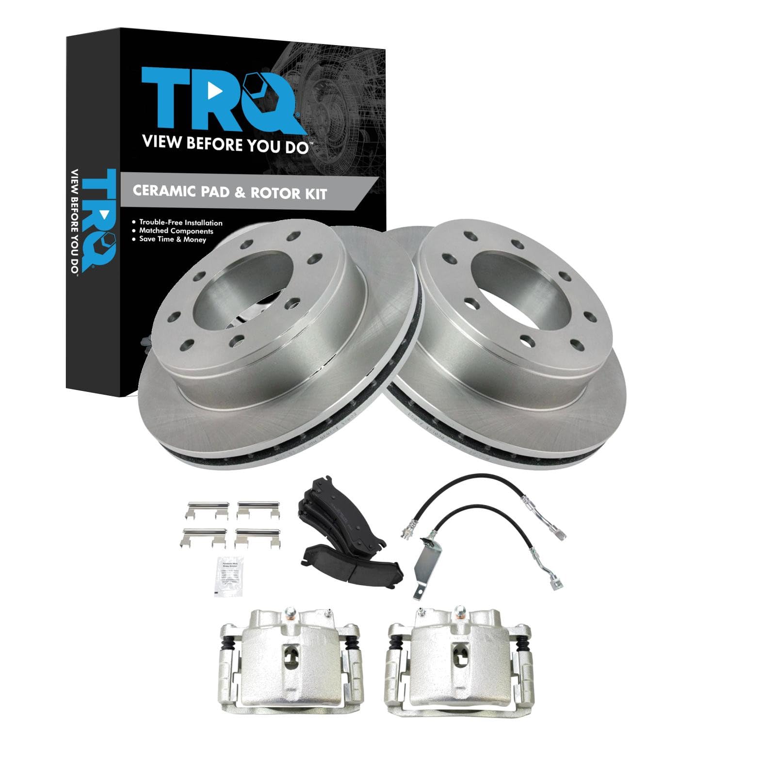 TRQ Rear Brake Pad &amp; Rotor Kit Ceramic