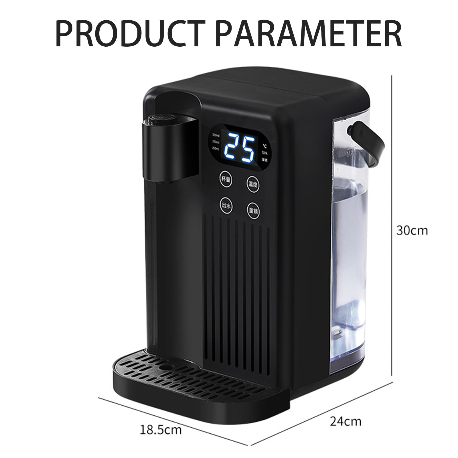 Dispensador instantáneo de agua caliente, pantalla táctil inteligente 3s Calor instantáneo, 12 niveles de temperatura del agua, 3L de gran capacidad para cocinas, dormitorios, vehículos recreativos, s