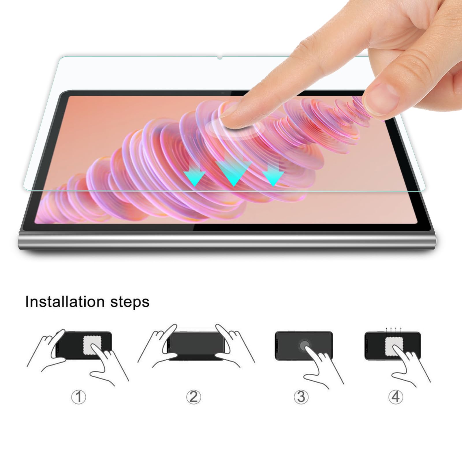 Gerutek 2 stuks displaybeschermfolie voor Lenovo Tab M11 11 inch 2024, eenvoudig inbouwframe, gehard glas voor Lenovo Tab M11, ultra transparant, krasbestendig, zonder luchtbellen, hardheidsgraad 9H