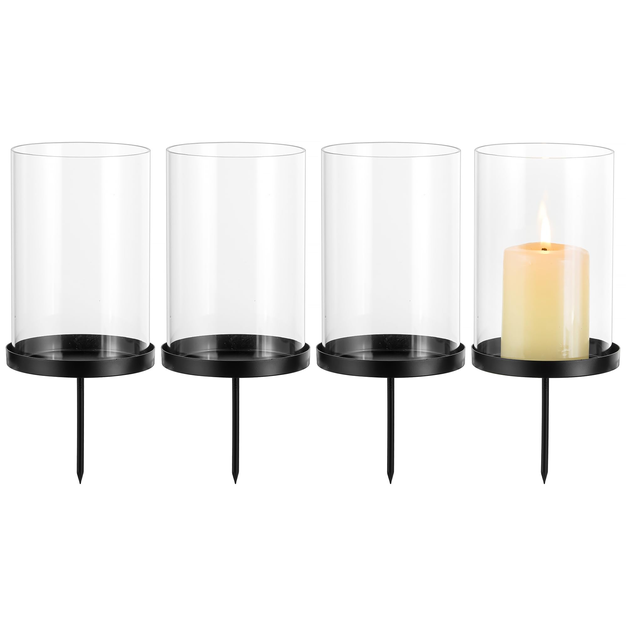 Glasseam Kerzenhalter Adventskranz 8cm: 4er Schwarz Kerzen Adventskranz