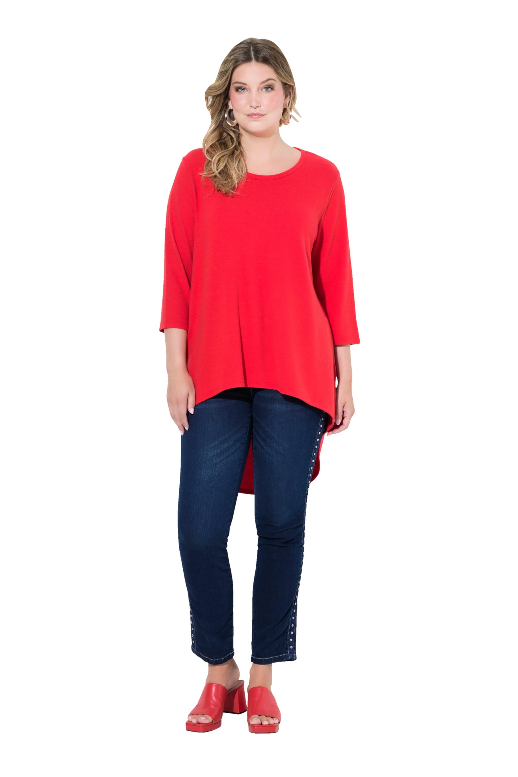 MIAMODA Damen große Größen Übergrößen Plus Size Pullover, A-Linie, gerundeter Saum, 3/4-Ärmel 834120