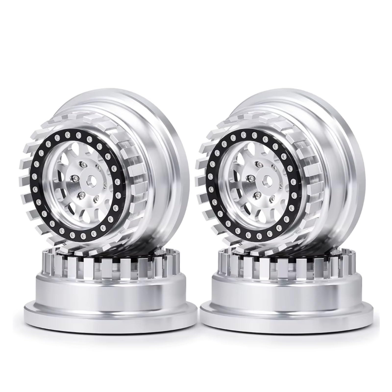 Rc Drift Cars Wheels For UDR For Traxxas 1/7 Proline Hyrax 101063-00 Aluminum Beadlock Wheel Rim Hub Rc For Desert For Racer Car Accessories(Silver,4pcs)