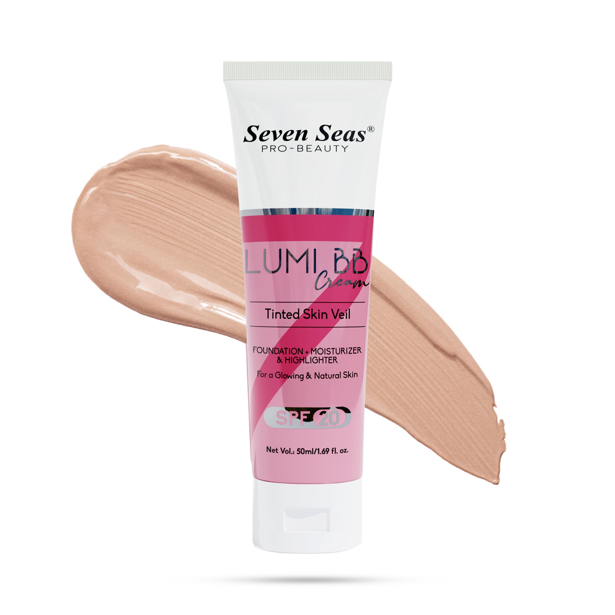 Seven Seas Lumi BB Cream, Tinted Skin Veil Foundation with SPF-20, Foundation + Moisturizer + Highlighter, 50ml (02-Skin, 50ml)-image-36