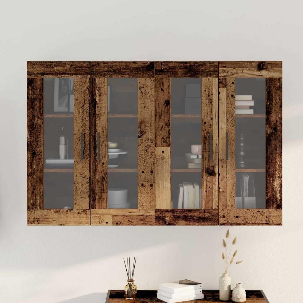 Lot de 2 armoires murales en bois vieilli 69,5 x 34 x 90 cm avec porte en