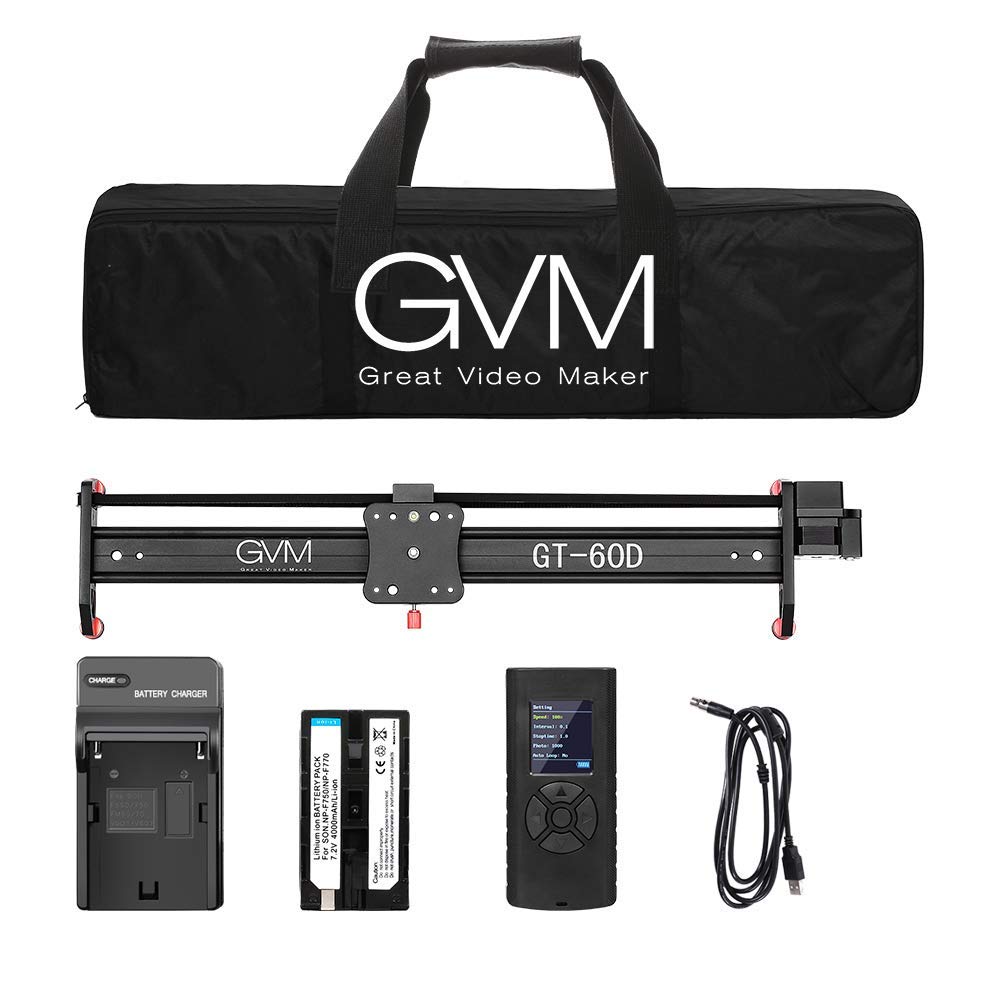 GVM - Slider per fotocamera da 60 cm, motorizzato, in lega di alluminio, per fotocamera DSLR, fotografia, video e produzione di film