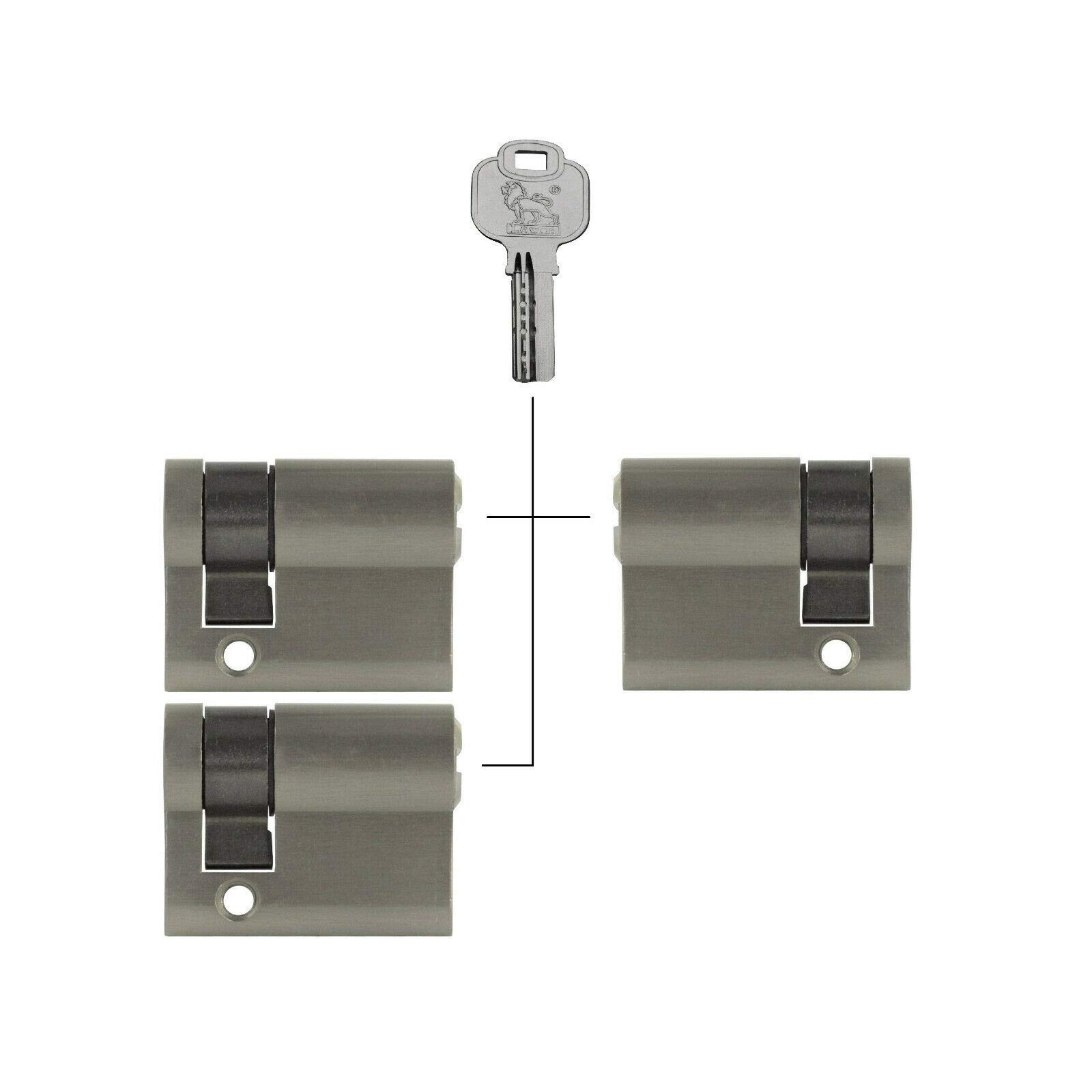 3x Halbzylinder verstellbar 40 mm 30/10 gleichschließend inkl. 15 Schlüssel