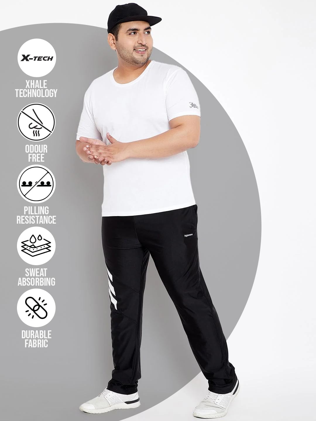 Bigbanana Pantalones de chándal de ajuste regular para hombre de talla grande